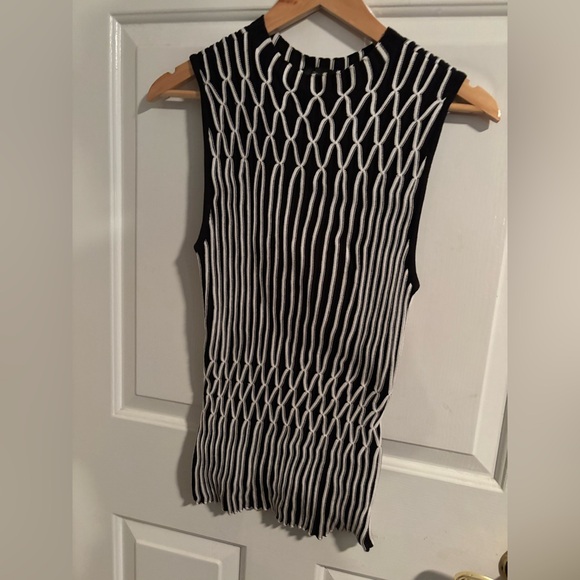 White House Black Market Tops - White House Black Market Black & White Stretchy Tank Top